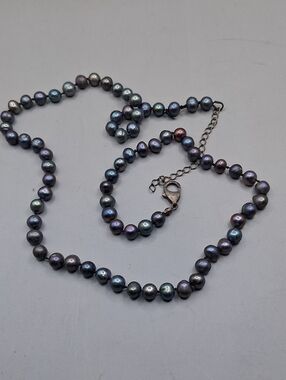 Dark Iridescent Pearl Necklace - Women's Jewelry